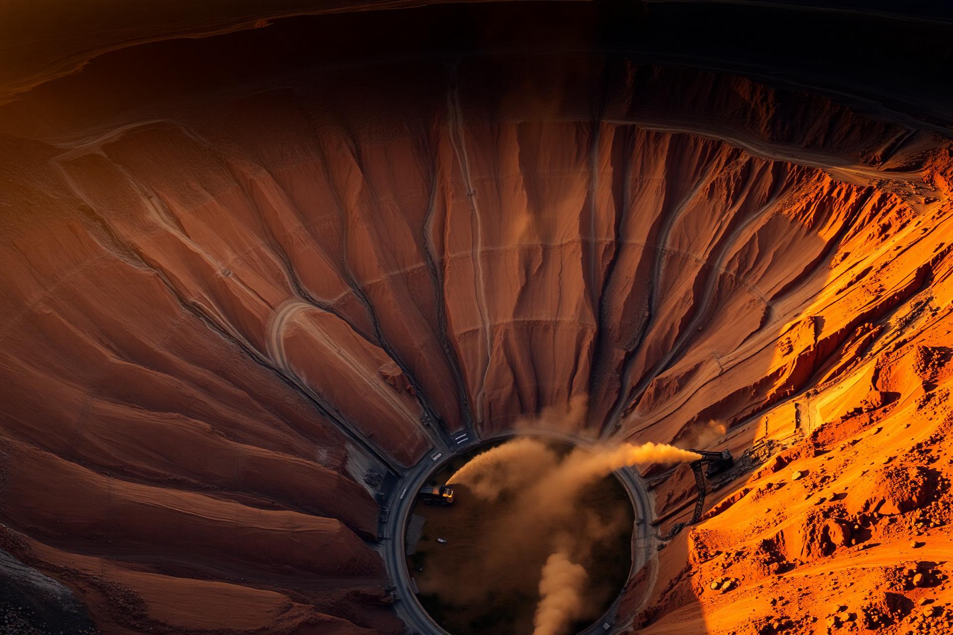 Open-pit mine aerial view showcasing mining operations